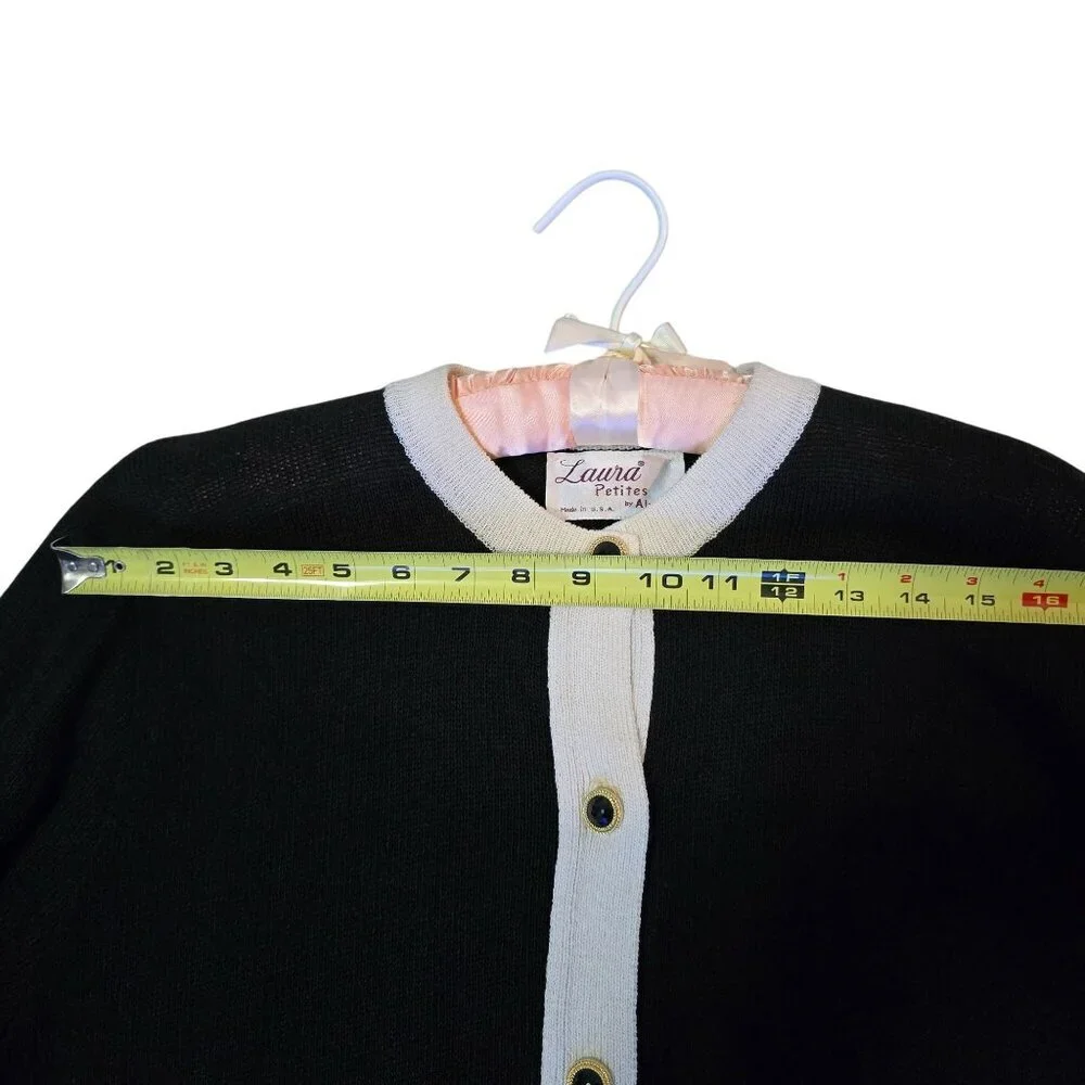 Laura By Alyzia Petites Black & Cream Button-Front Cardigan Dress With Pockets - Picture 8 of 11